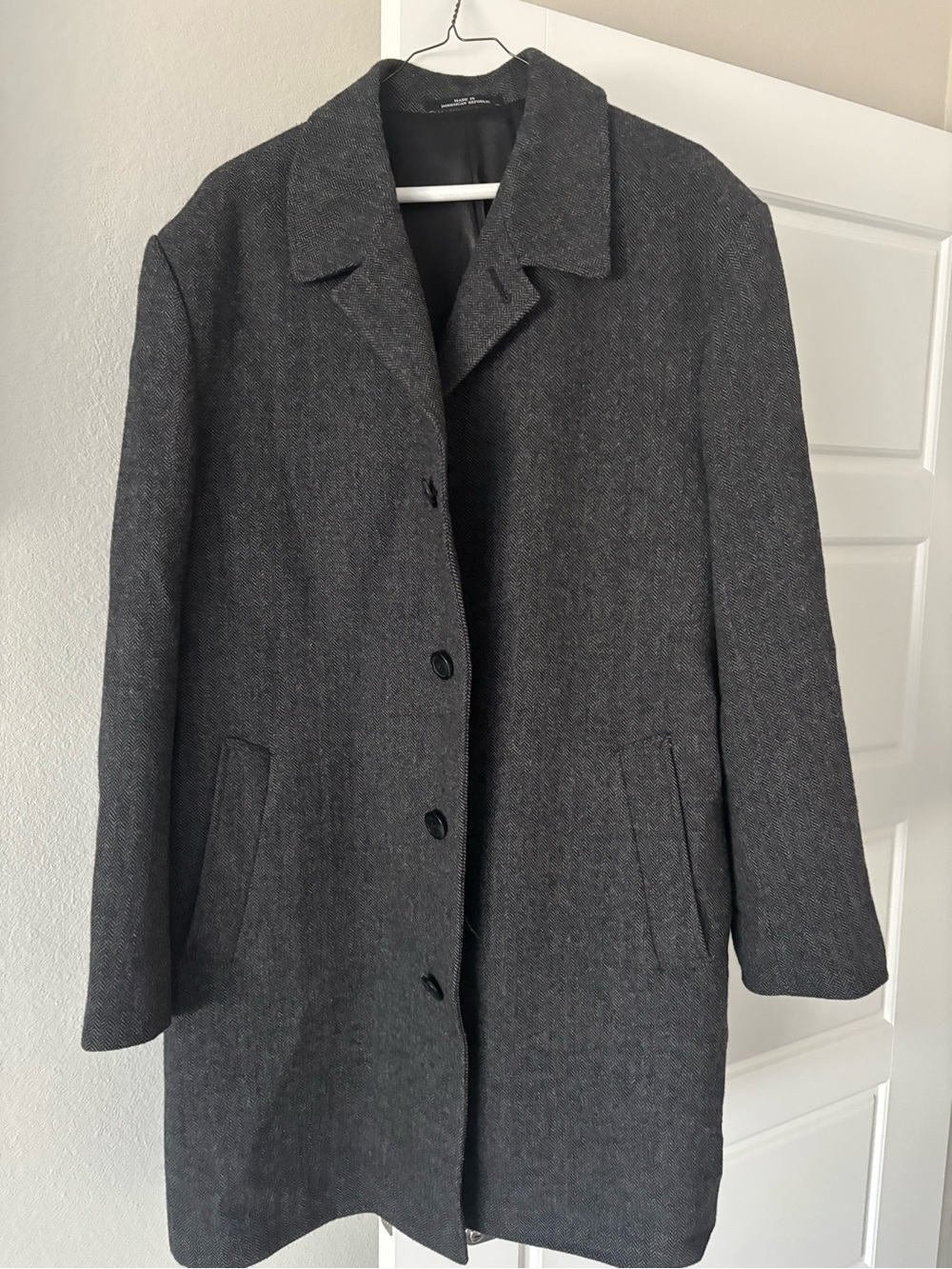 Men’s London Fog XL Dark Gray Wool-Blend Overcoat